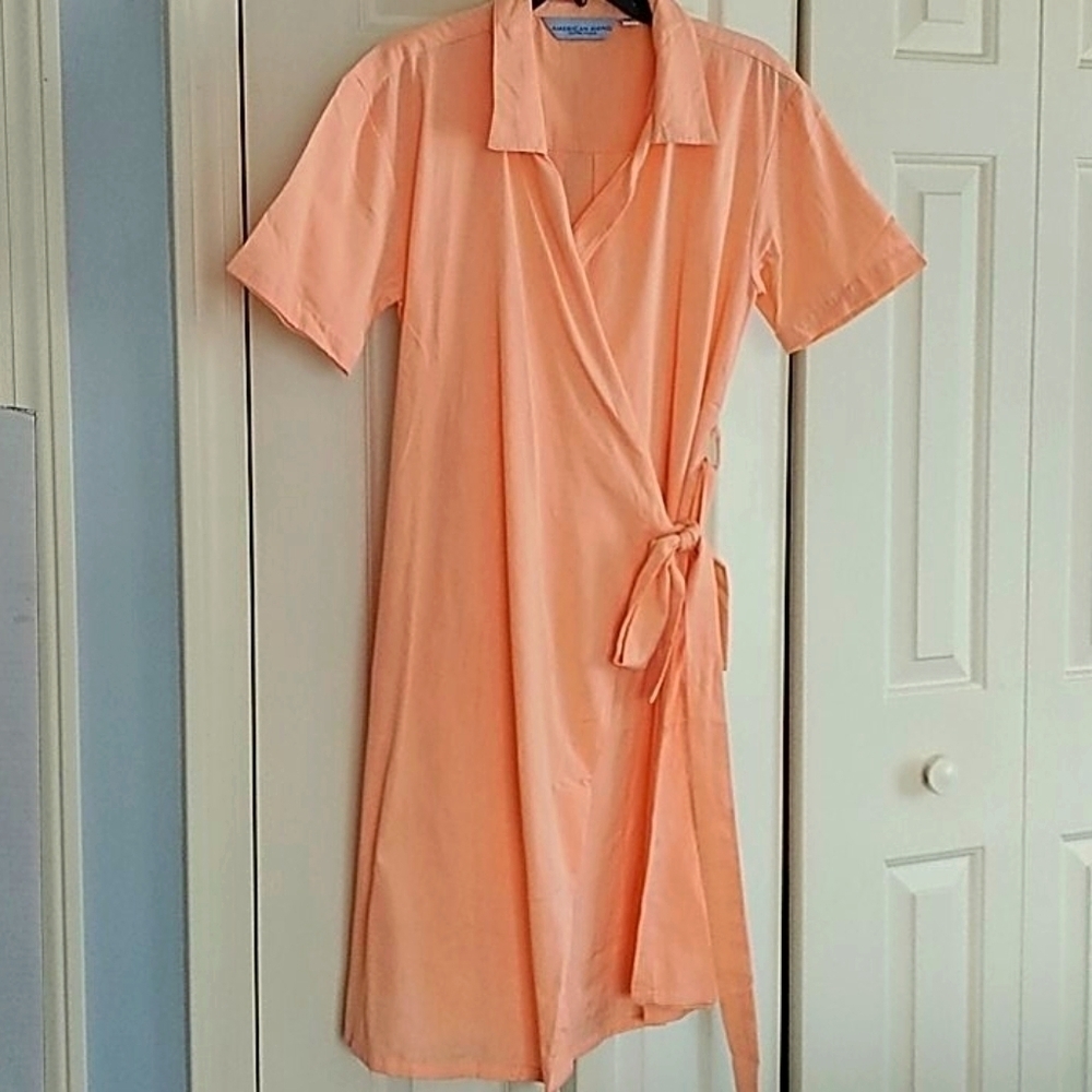 American Rhino Kikoy Cotton Wrap Dress Sz M - Picture 3 of 12